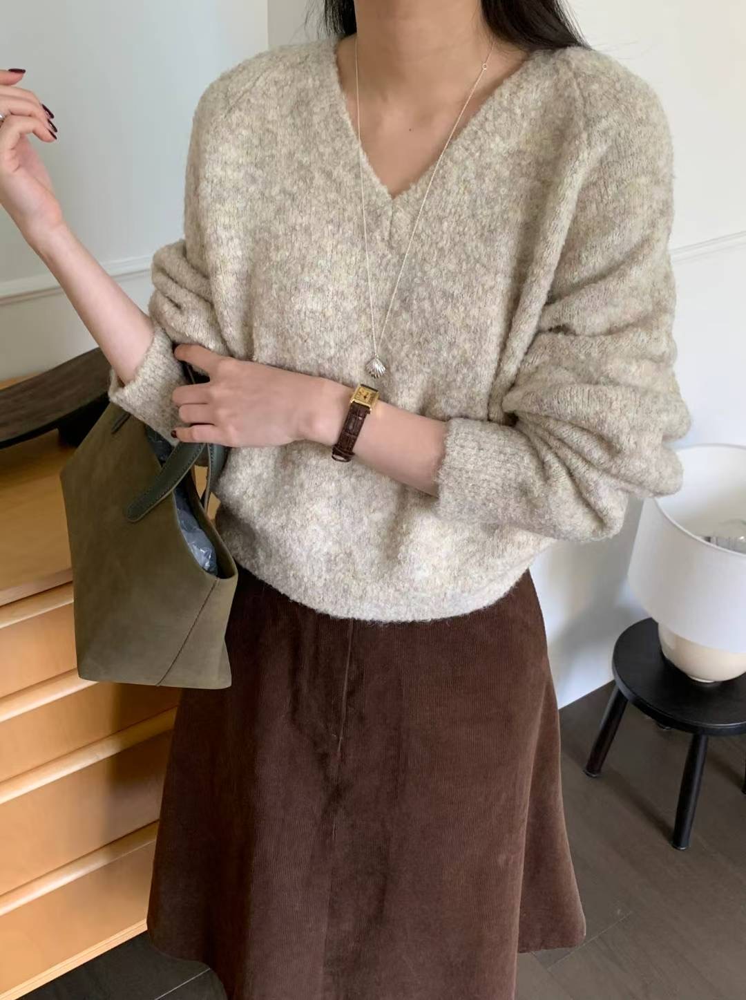 AREING東大門㊣代購女裝新款25秋冬真品時尚職業休閑針織衫AREING針織衫圖色2