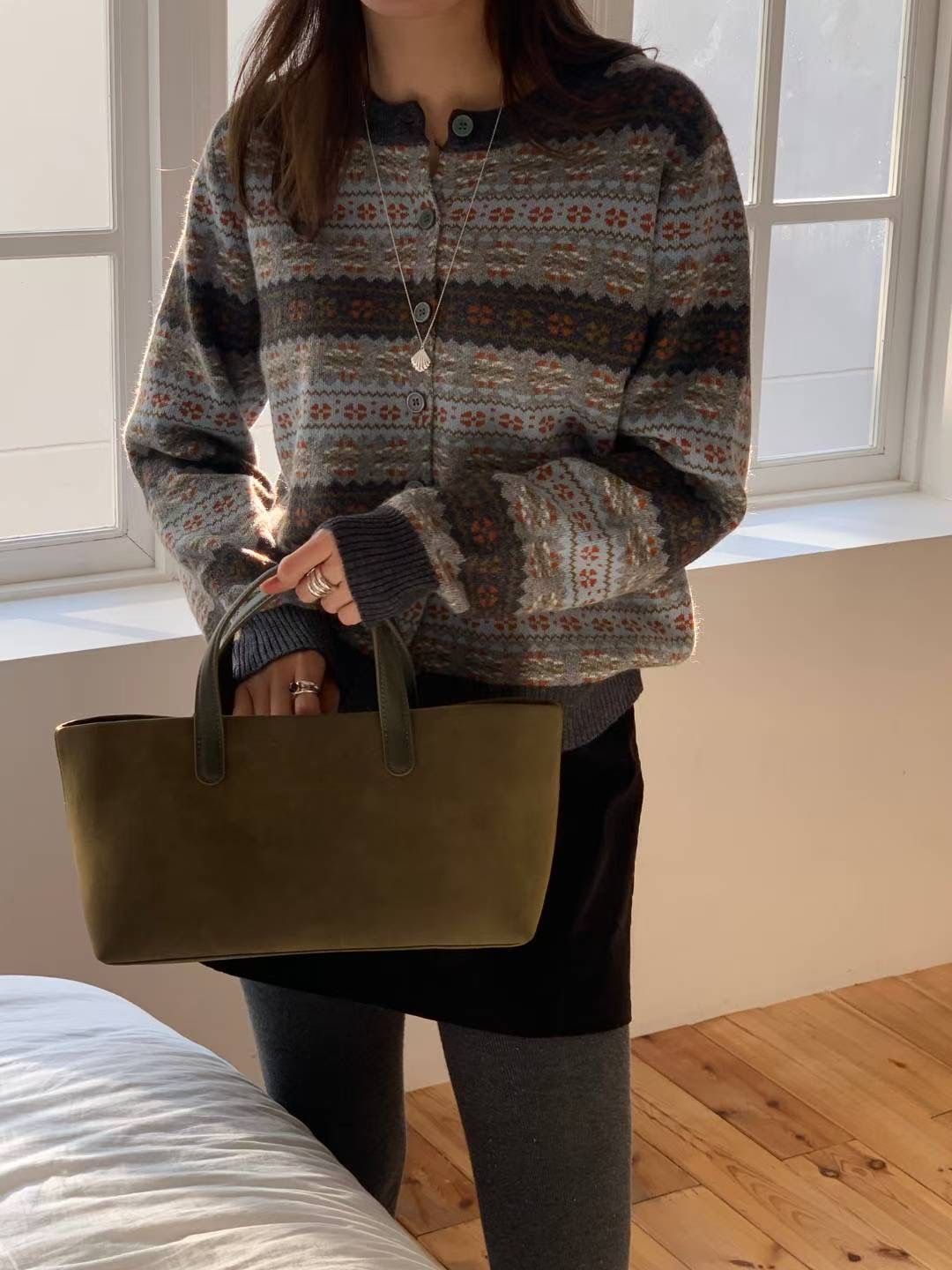 AREING東大門㊣直郵女裝新款休閑推薦職業針織衫羊毛衫復古AREING針織衫圖色2