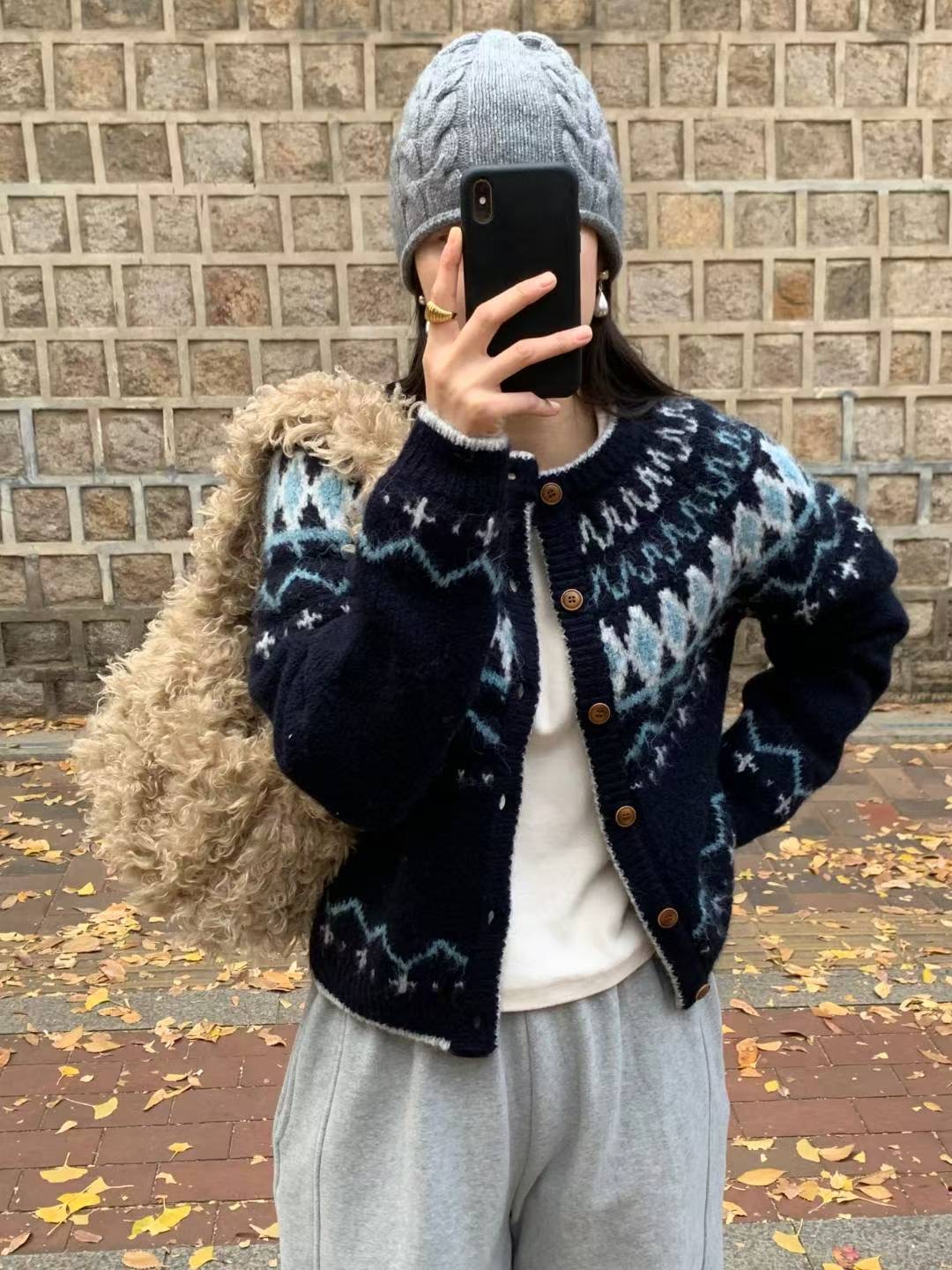 AREING韓國直郵㊣女裝新品休閑熱賣職業真品推薦針織衫開衫AREING針織衫圖色1