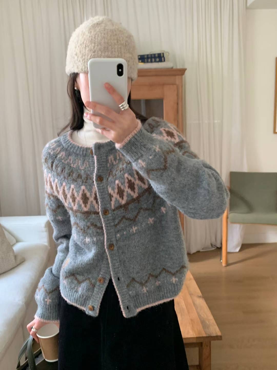 AREING韓國直郵㊣女裝新品休閑熱賣職業真品推薦針織衫開衫AREING針織衫圖色2