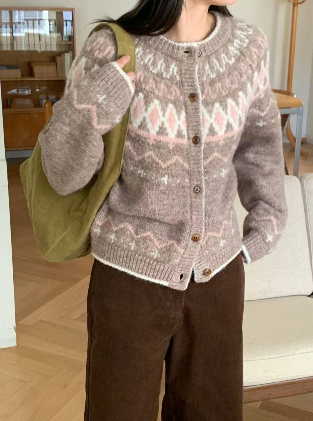 AREING韓國直郵㊣女裝新品休閑熱賣職業真品推薦針織衫開衫AREING針織衫圖色3