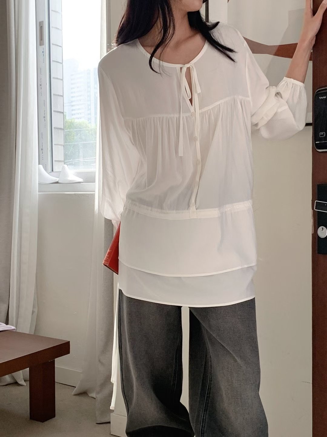 T.BLOSSOM東大門㊣代購女裝新款休閑時尚推薦職業襯衫蕾絲衫T.BLOSSOM襯衫/蕾絲衫