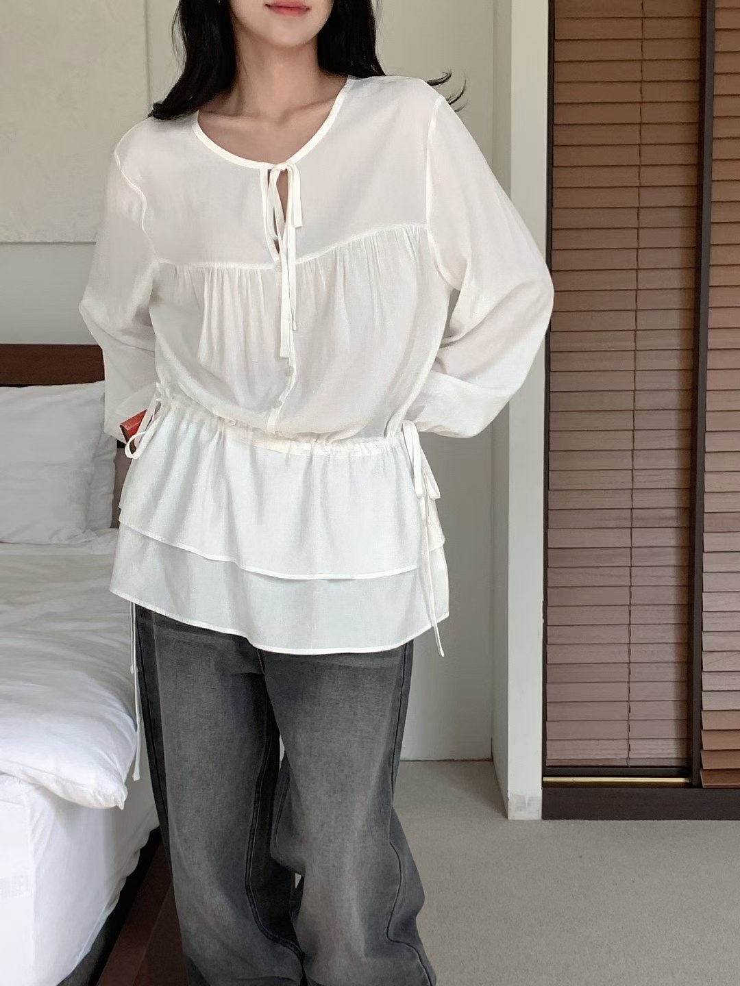 T.BLOSSOM東大門㊣代購女裝新款休閑時尚推薦職業襯衫蕾絲衫T.BLOSSOM襯衫/蕾絲衫圖色1