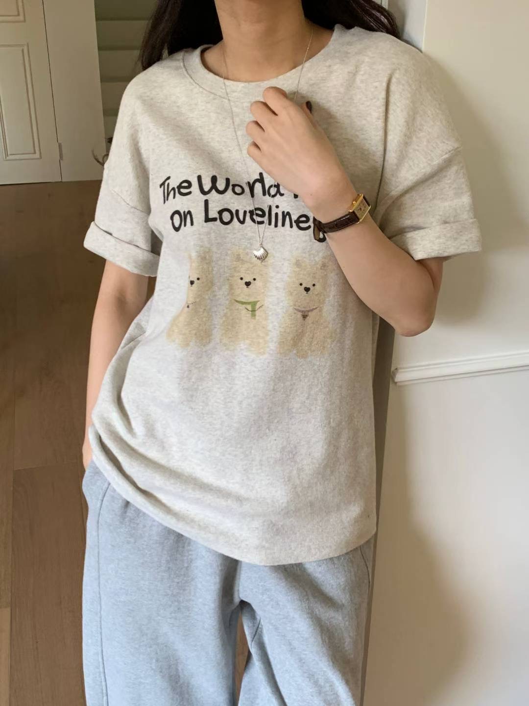 AREING東大門㊣代購女裝新款休閑25秋冬人氣熱賣時尚推薦T恤AREINGT恤圖色1