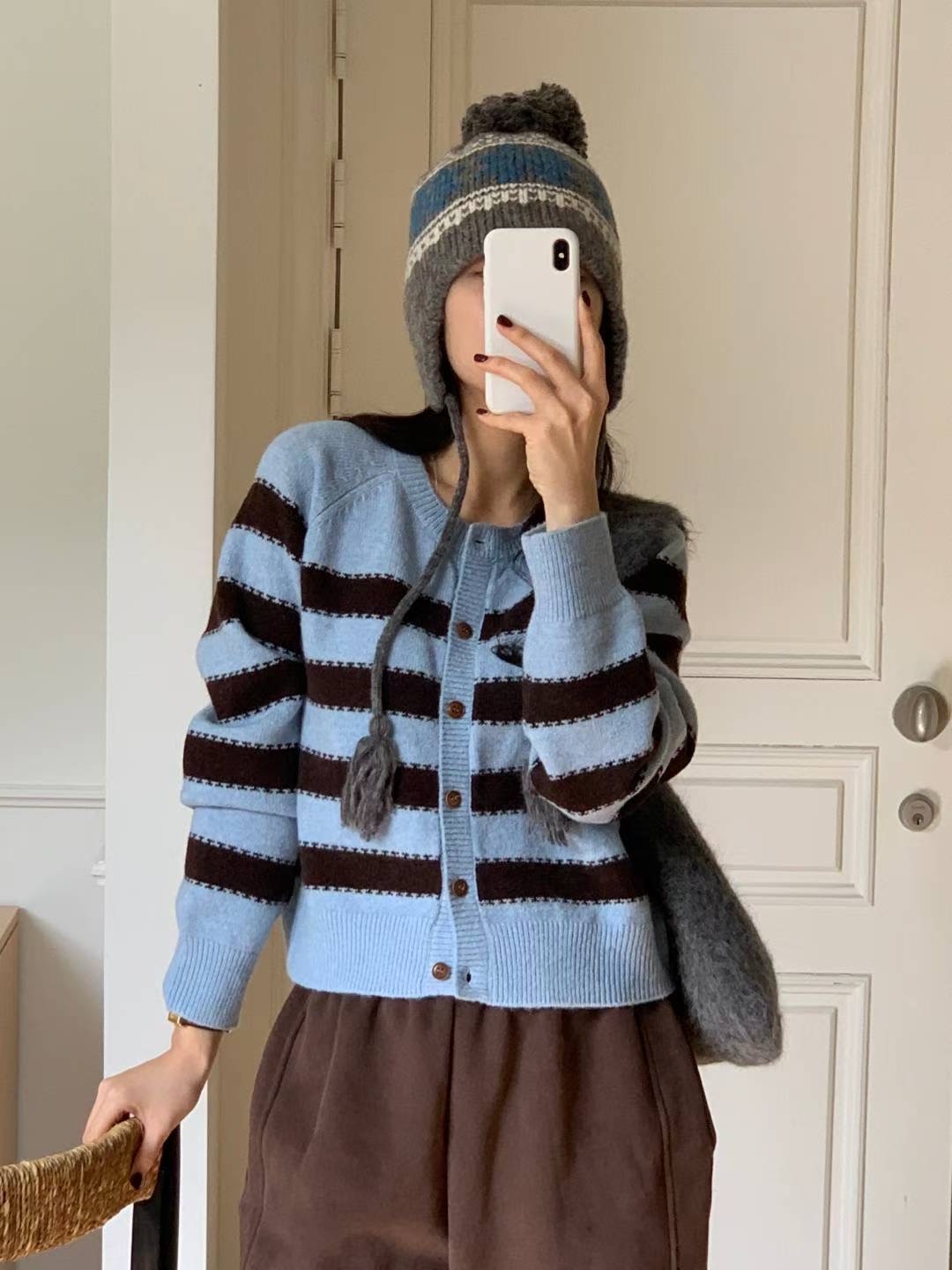 AREING韓國直郵㊣女裝新款真品推薦職業25秋冬熱賣針織衫開衫AREING針織衫圖色2