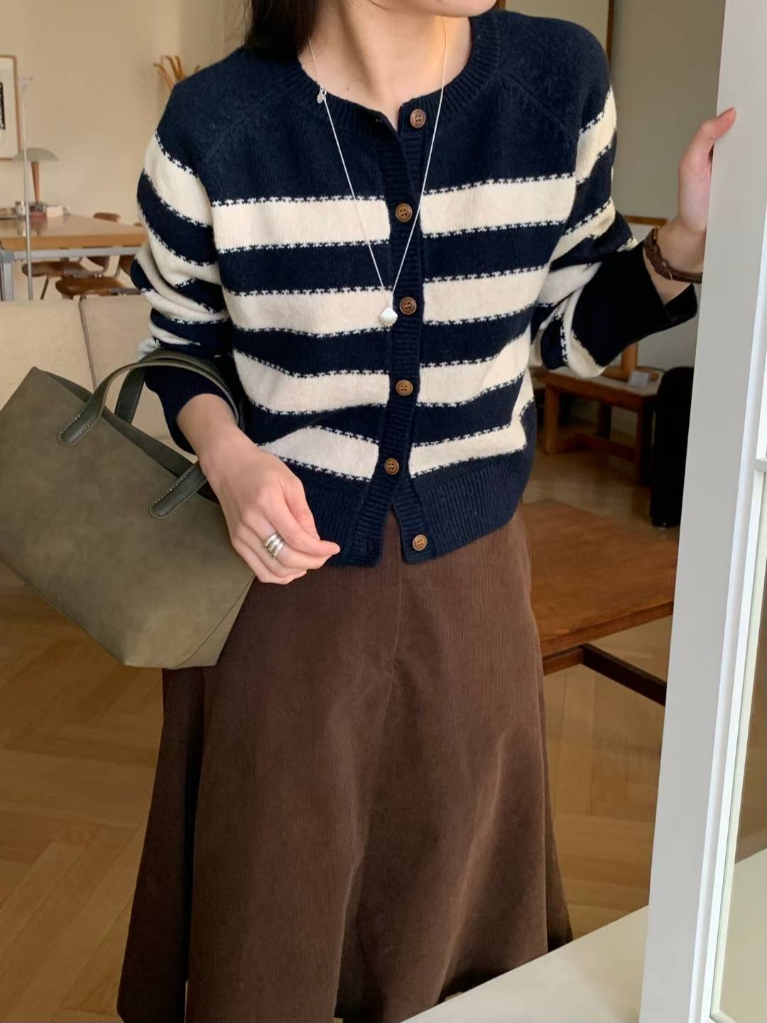 AREING韓國直郵㊣女裝新款真品推薦職業25秋冬熱賣針織衫開衫AREING針織衫圖色3