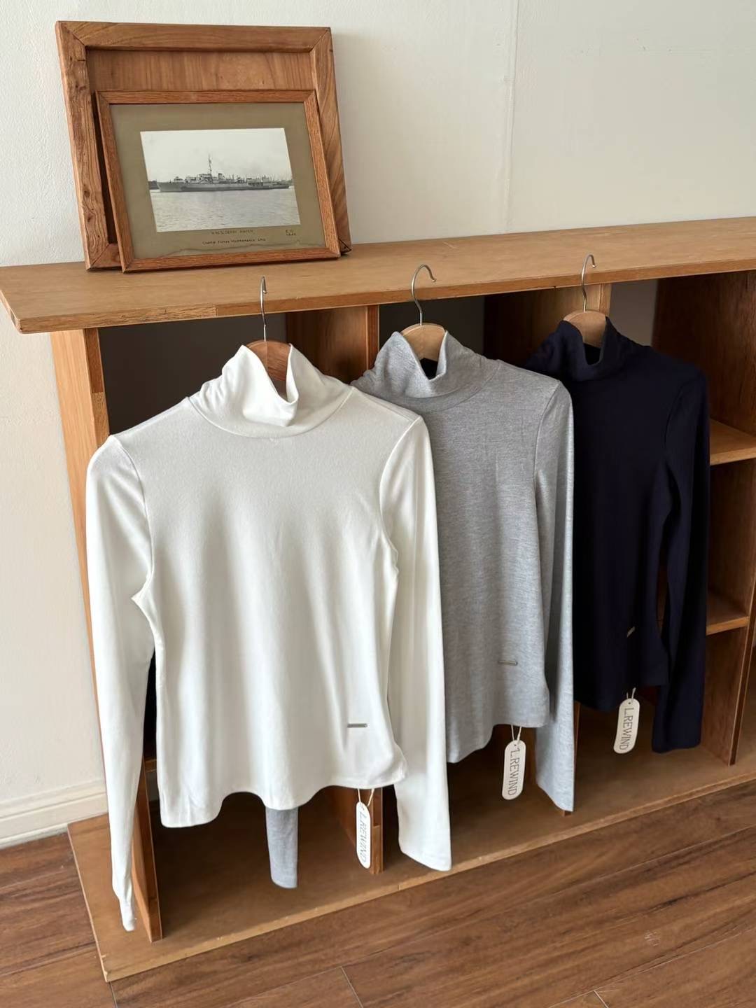 L.REWIND東大門㊣實拍女裝新品熱賣休閑推薦長袖T恤柔軟高領L.REWIND長袖T恤