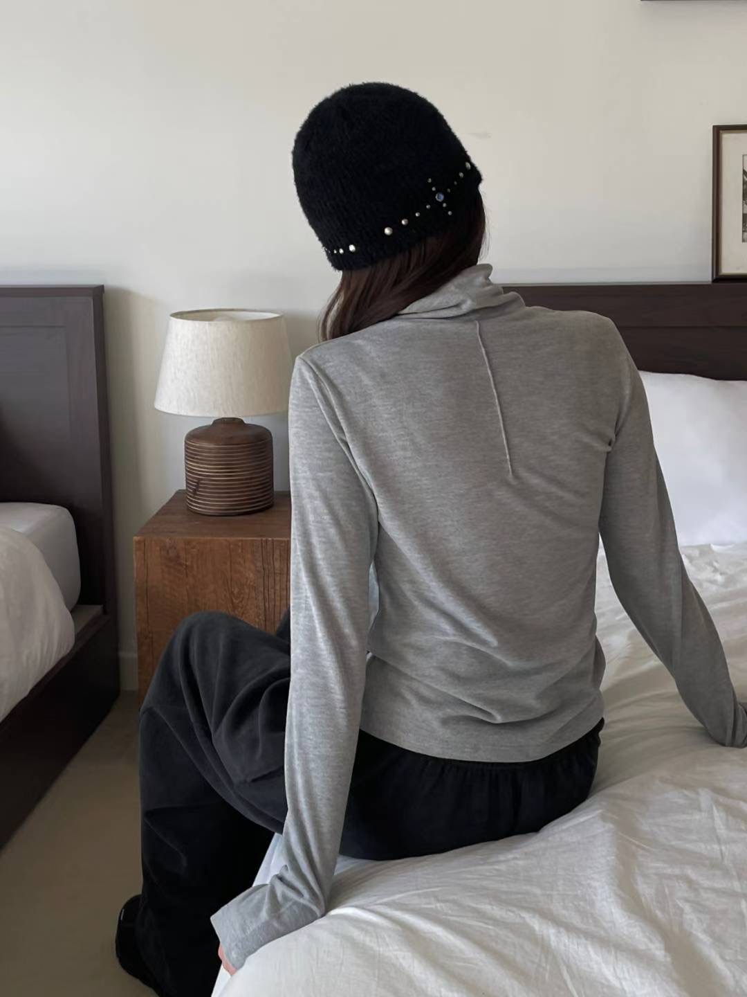 L.REWIND東大門㊣實拍女裝新品熱賣休閑推薦長袖T恤柔軟高領L.REWIND長袖T恤