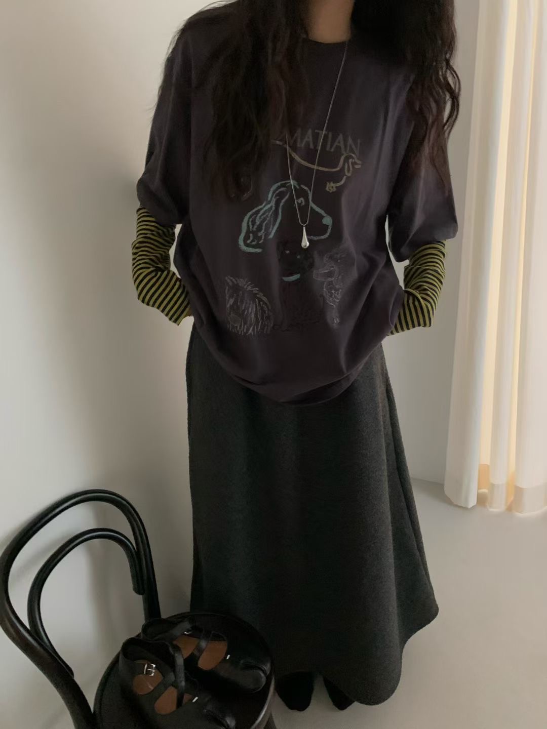 FEVER東大門㊣直郵女士新款時尚推薦25秋冬熱賣休閑T恤羊毛FEVERT恤圖色2