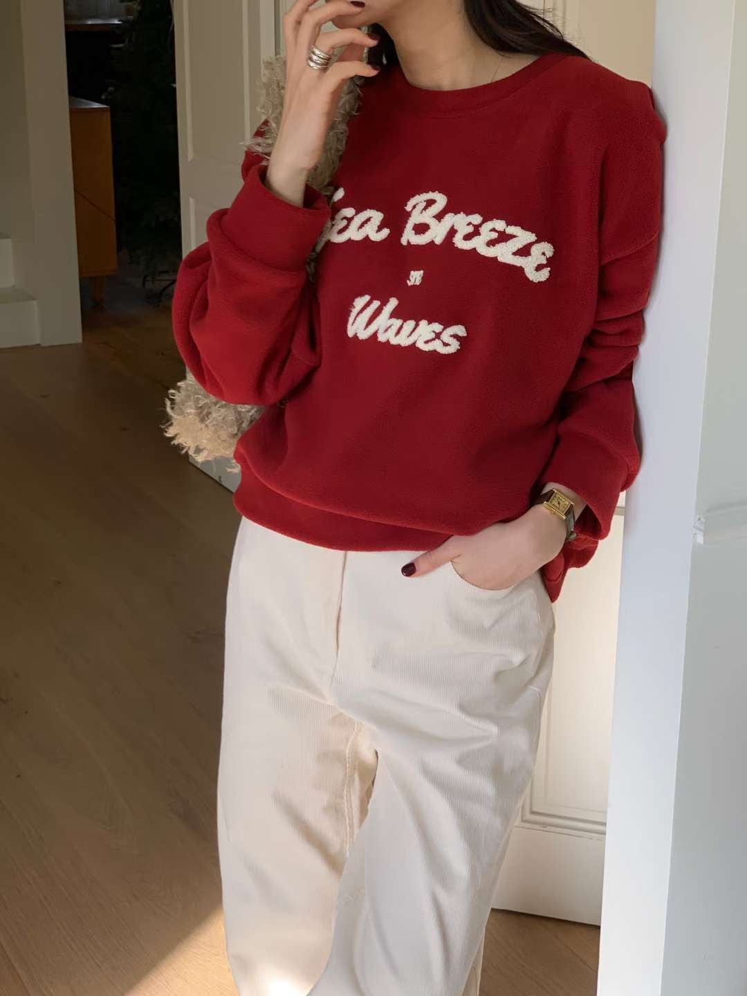 AREING韓國直郵㊣女士新款25秋冬人氣時尚推薦休閑衛衣羊毛AREING衛衣圖色3