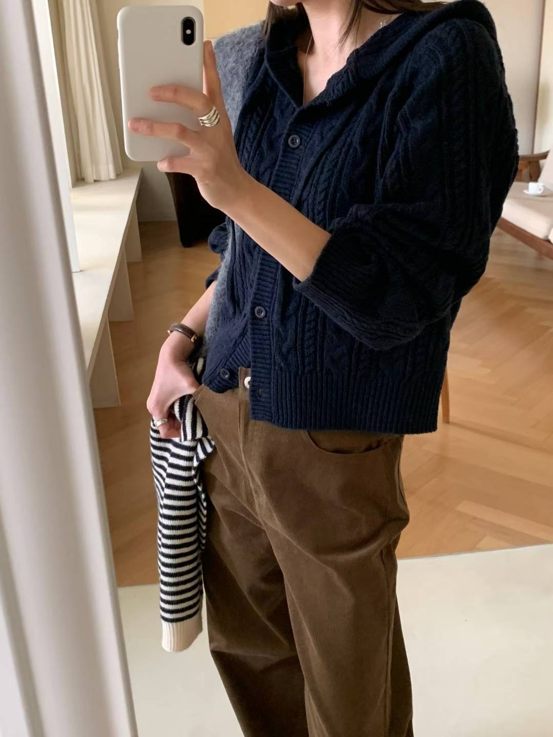 AREING東大門㊣直郵女士新品休閑25秋冬推薦職業針織衫開衫AREING針織衫圖色1