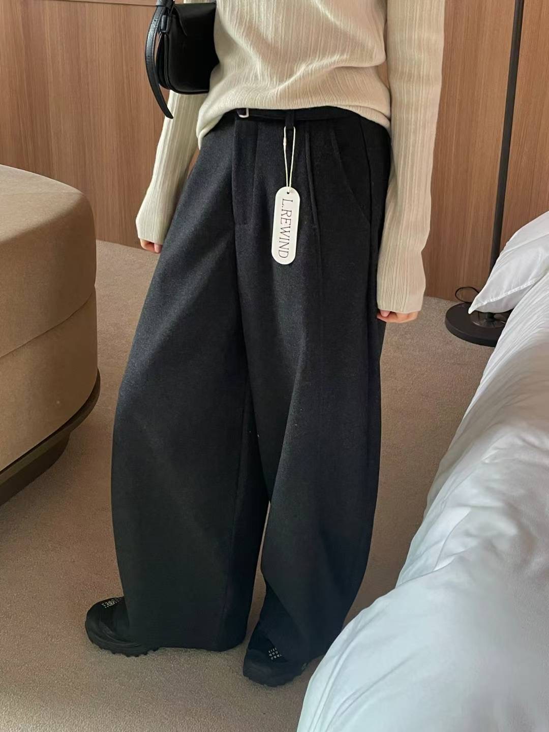 L.REWIND東大門㊣實拍女裝新款推薦25秋冬熱賣職業休閑褲羊毛L.REWIND休閑褲圖色2