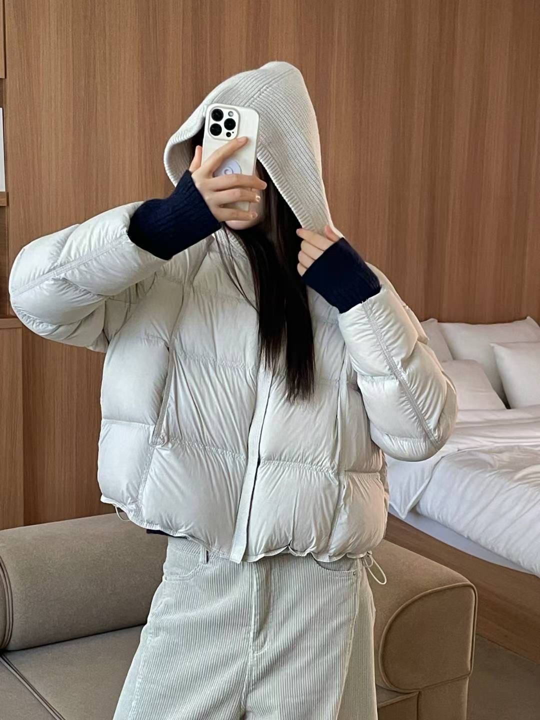 L.REWIND韓國直郵㊣女士新款時尚25秋冬休閑短款羽絨服連帽絨L.REWIND短款羽絨服