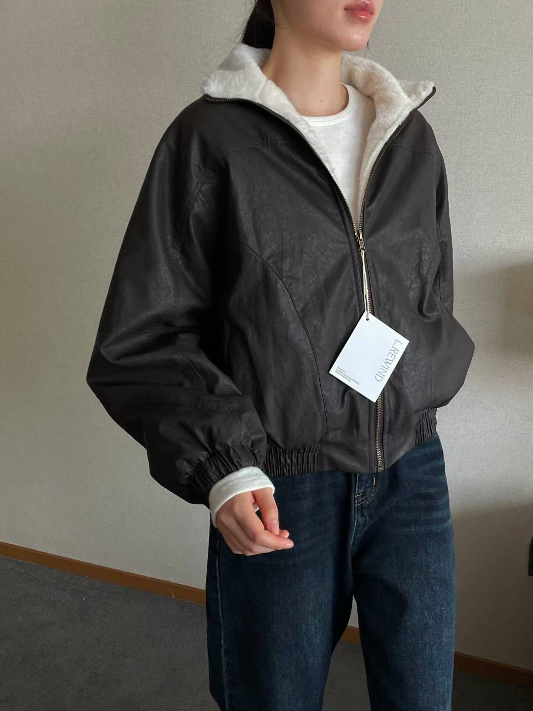 L.REWIND韓國直郵㊣女士新品人氣職業推薦時尚25秋冬夾克皮革L.REWIND夾克