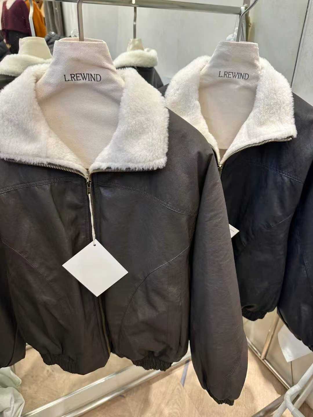 L.REWIND韓國直郵㊣女士新品人氣職業推薦時尚25秋冬夾克皮革L.REWIND夾克圖色2左二色