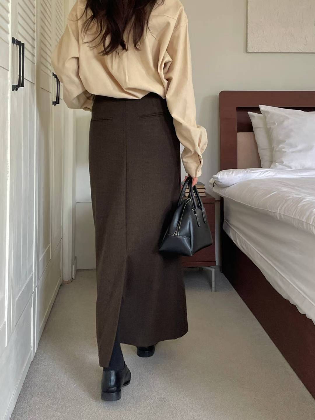 L.REWIND東大門㊣代購女士新款真品人氣休閑時尚長裙人字紋L.REWIND長裙