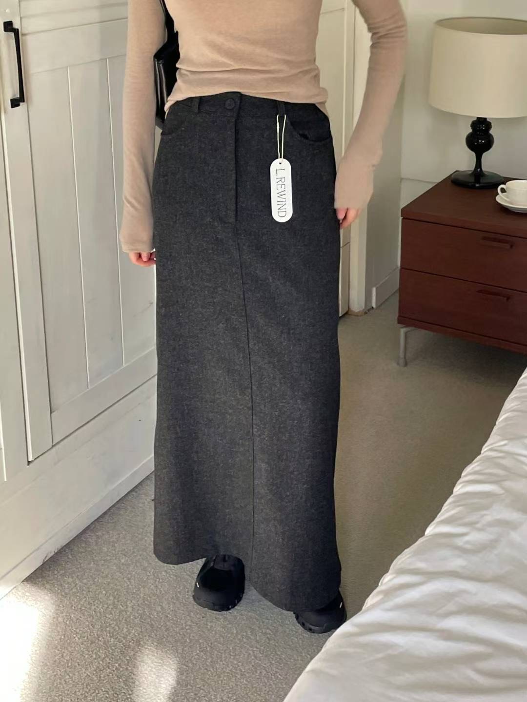 L.REWIND東大門㊣代購女士新款真品人氣休閑時尚長裙人字紋L.REWIND長裙圖色2