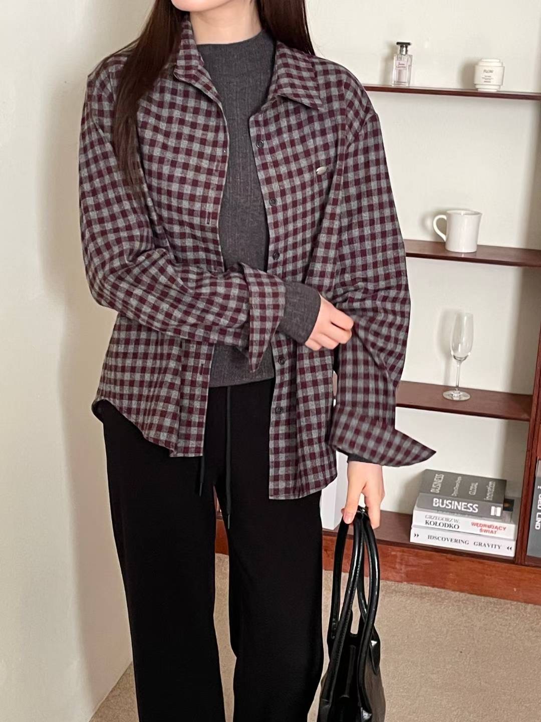 L.REWIND東大門㊣直郵女裝新款推薦休閑真品25秋冬襯衫蕾絲衫L.REWIND襯衫/蕾絲衫圖色1