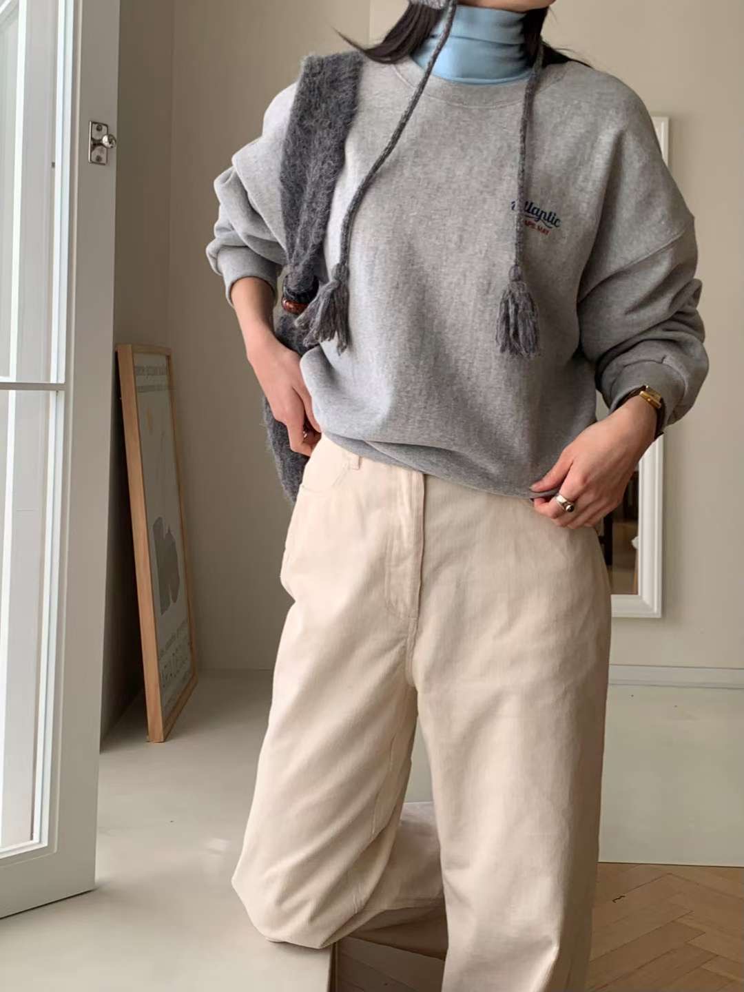 AREING韓國代購㊣女士新品25秋冬熱賣職業休閑真品推薦衛衣AREING衛衣圖色2