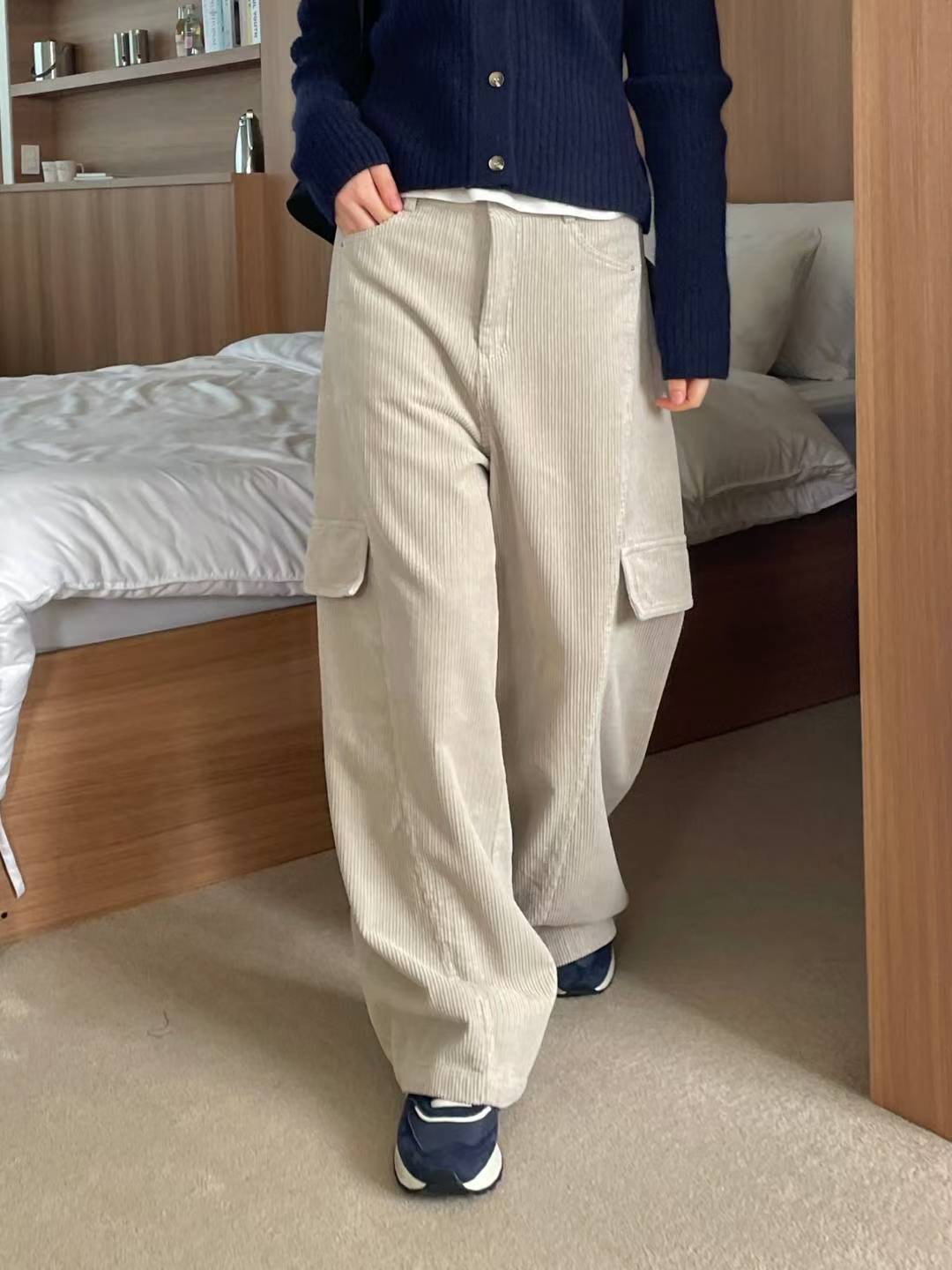 L.REWIND東大門㊣直郵女裝新品人氣休閑真品休閑褲燈芯絨口袋L.REWIND休閑褲圖色1