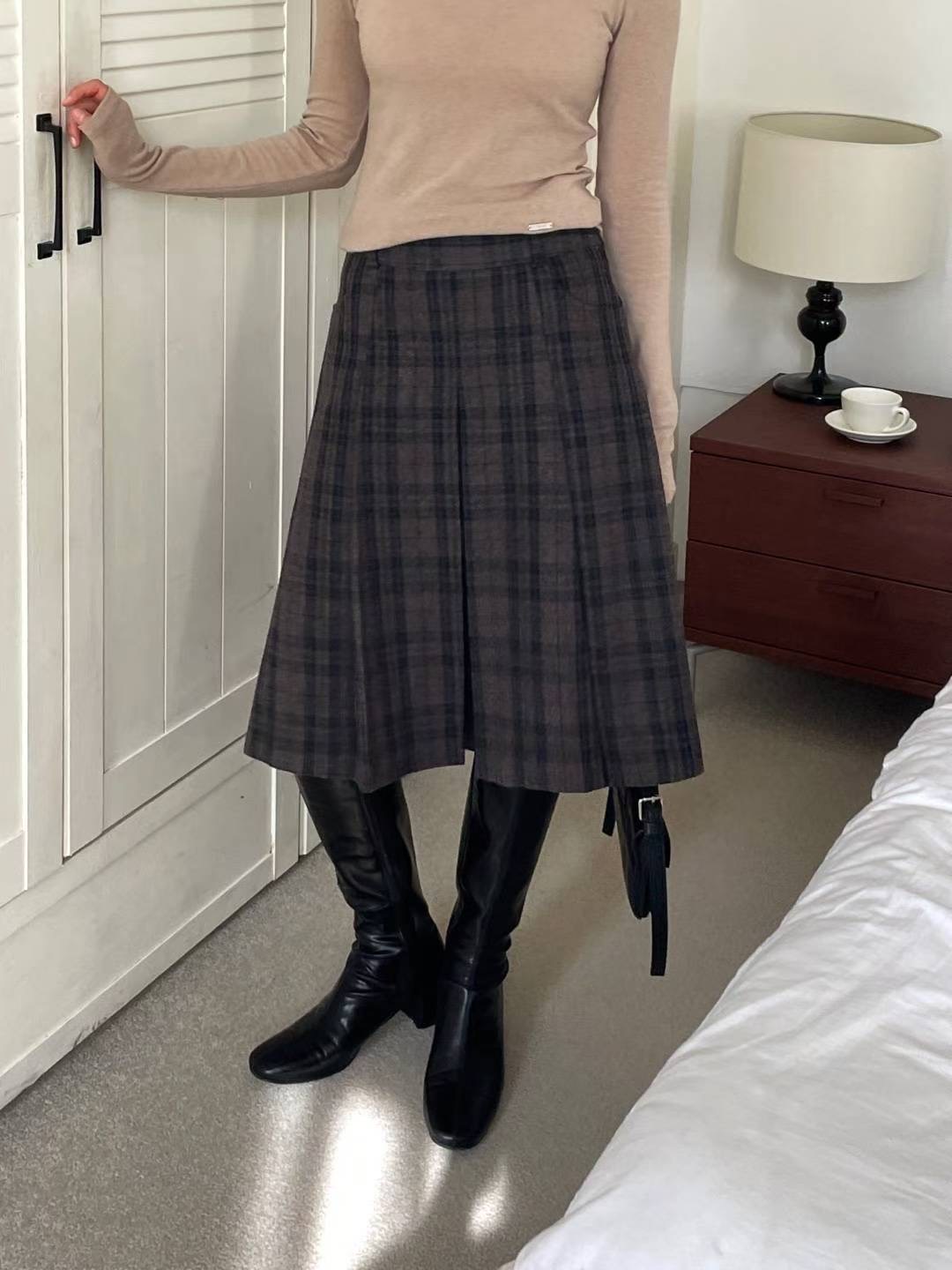 L.REWIND東大門㊣實拍女士新品熱賣休閑25秋冬半身裙中短裙羊毛L.REWIND半身裙/中短裙圖色1