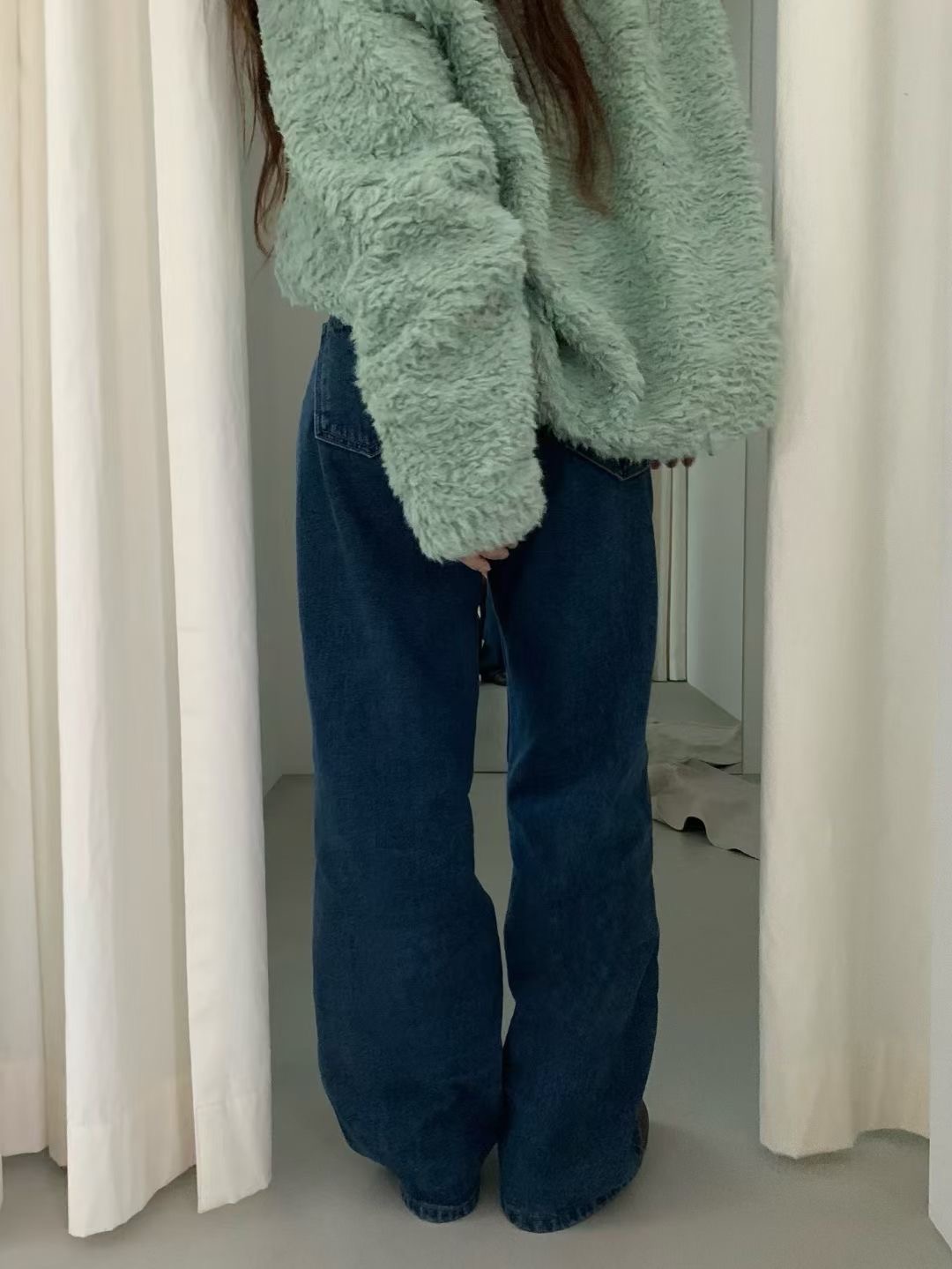 FEVER東大門㊣實拍女士新品真品職業推薦25秋冬牛仔褲羊毛復古FEVER牛仔褲