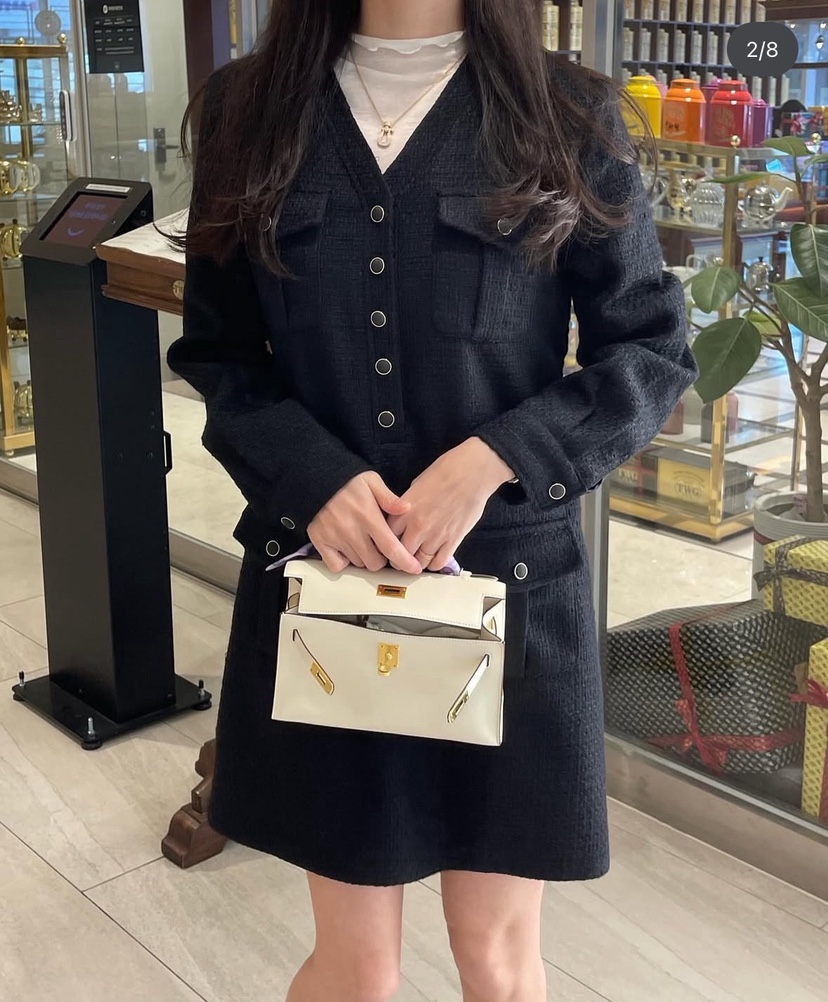 AWESOME-L韓國直郵㊣女士新款時尚人氣推薦熱賣連衣裙粗花呢AWESOME-L連衣裙