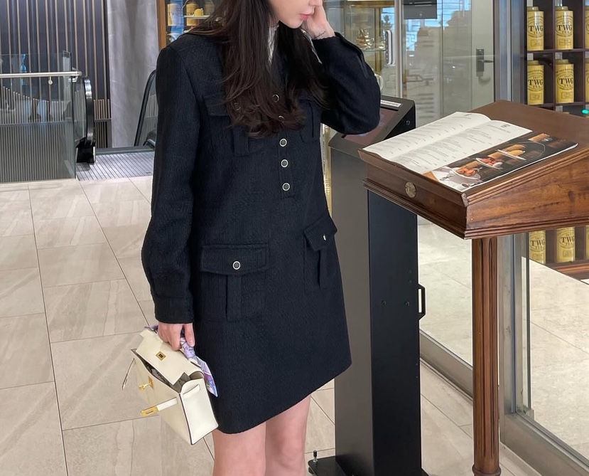 AWESOME-L韓國直郵㊣女士新款時尚人氣推薦熱賣連衣裙粗花呢AWESOME-L連衣裙