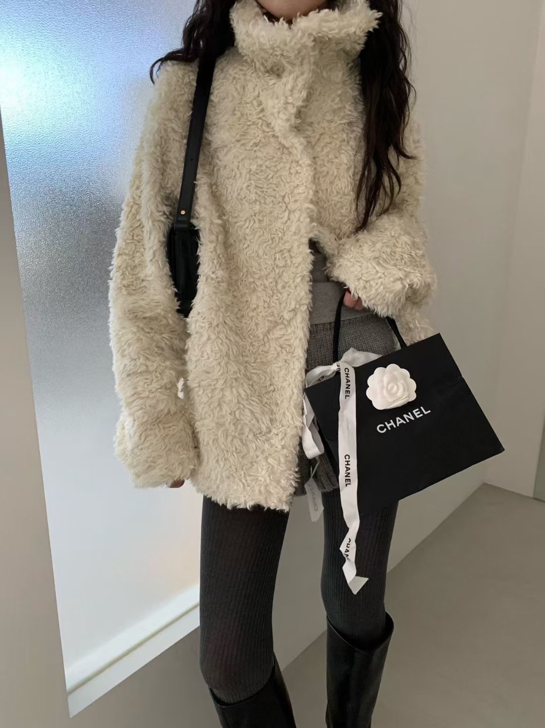 FEVER韓國直郵㊣女裝新品人氣時尚熱賣真品25秋冬夾克皮草高領FEVER夾克