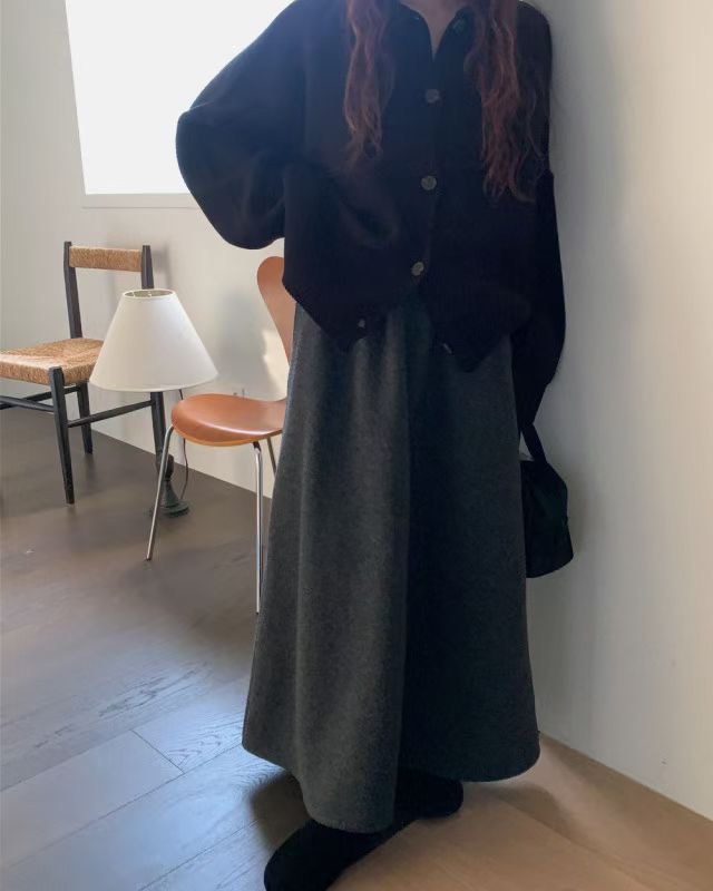 FEVER韓國代購㊣女裝新品推薦熱賣職業休閑人氣25秋冬長裙羊毛FEVER長裙