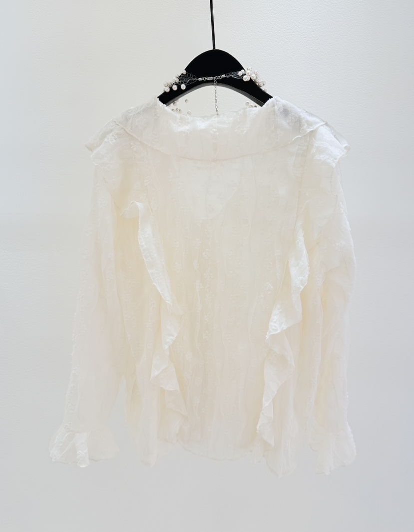 CORAL東大門㊣直郵女裝新款真品職業人氣襯衫蕾絲衫荷葉邊刺繡CORAL襯衫/蕾絲衫