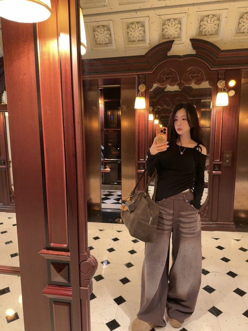 PALETTE-Q韓國直郵㊣女裝新品人氣時尚休閑休閑褲加絨抓絨PALETTE-Q休閑褲