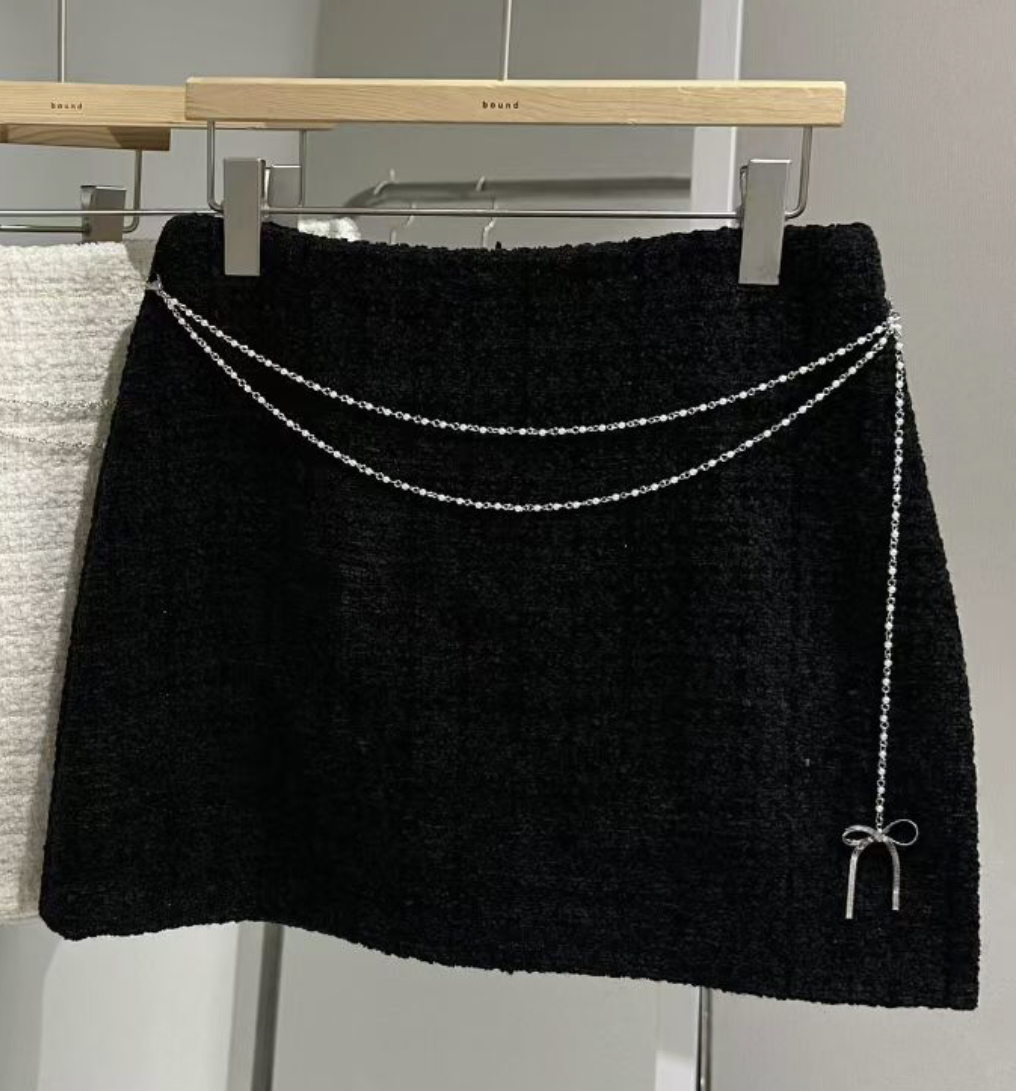 BOUND東大門㊣直郵女裝新款25秋冬時尚熱賣休閑真品短裙腰帶BOUND短裙圖色3