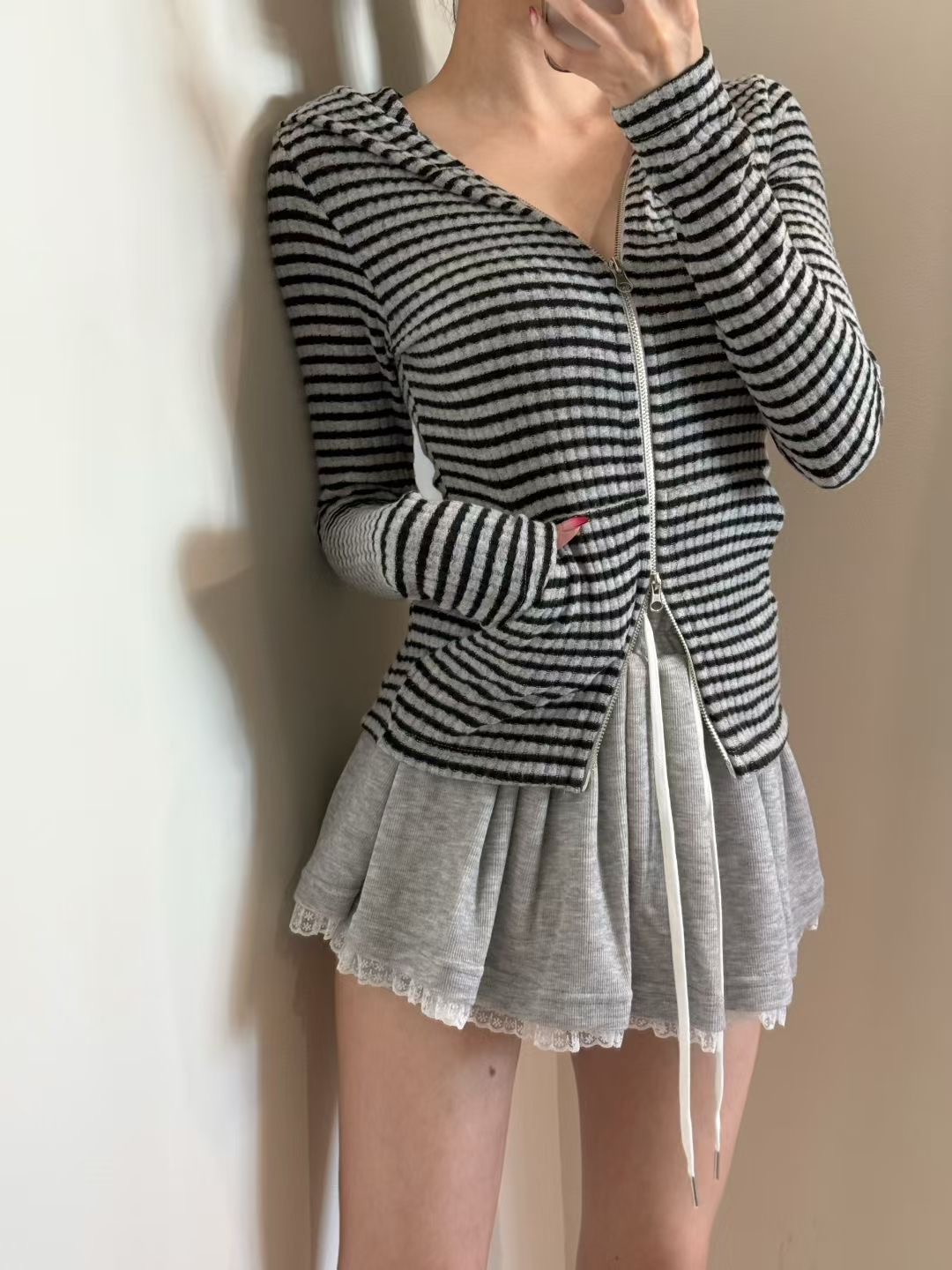 BOUND韓國代購㊣女士新款25秋冬人氣休閑真品推薦時尚針織衫BOUND針織衫圖色1