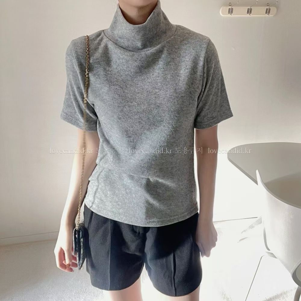 BOUND東大門㊣實拍女裝新品推薦熱賣人氣時尚T恤安哥拉高領BOUNDT恤圖色1