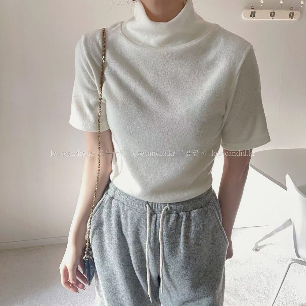 BOUND東大門㊣實拍女裝新品推薦熱賣人氣時尚T恤安哥拉高領BOUNDT恤圖色2