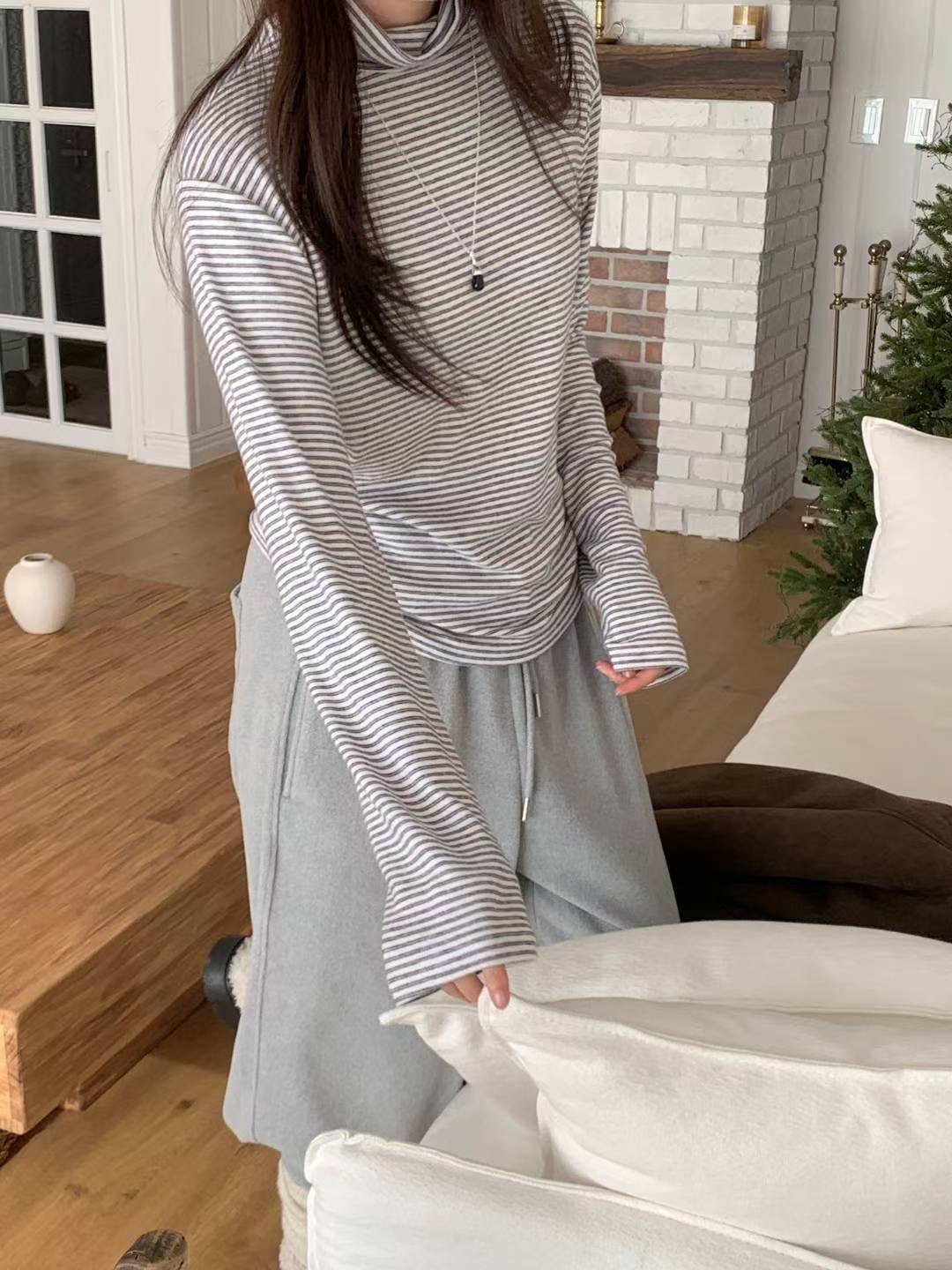 ONEMORETHING東大門㊣實拍女士新品人氣熱賣職業長袖T恤雙層ONEMORETHING長袖T恤圖色1