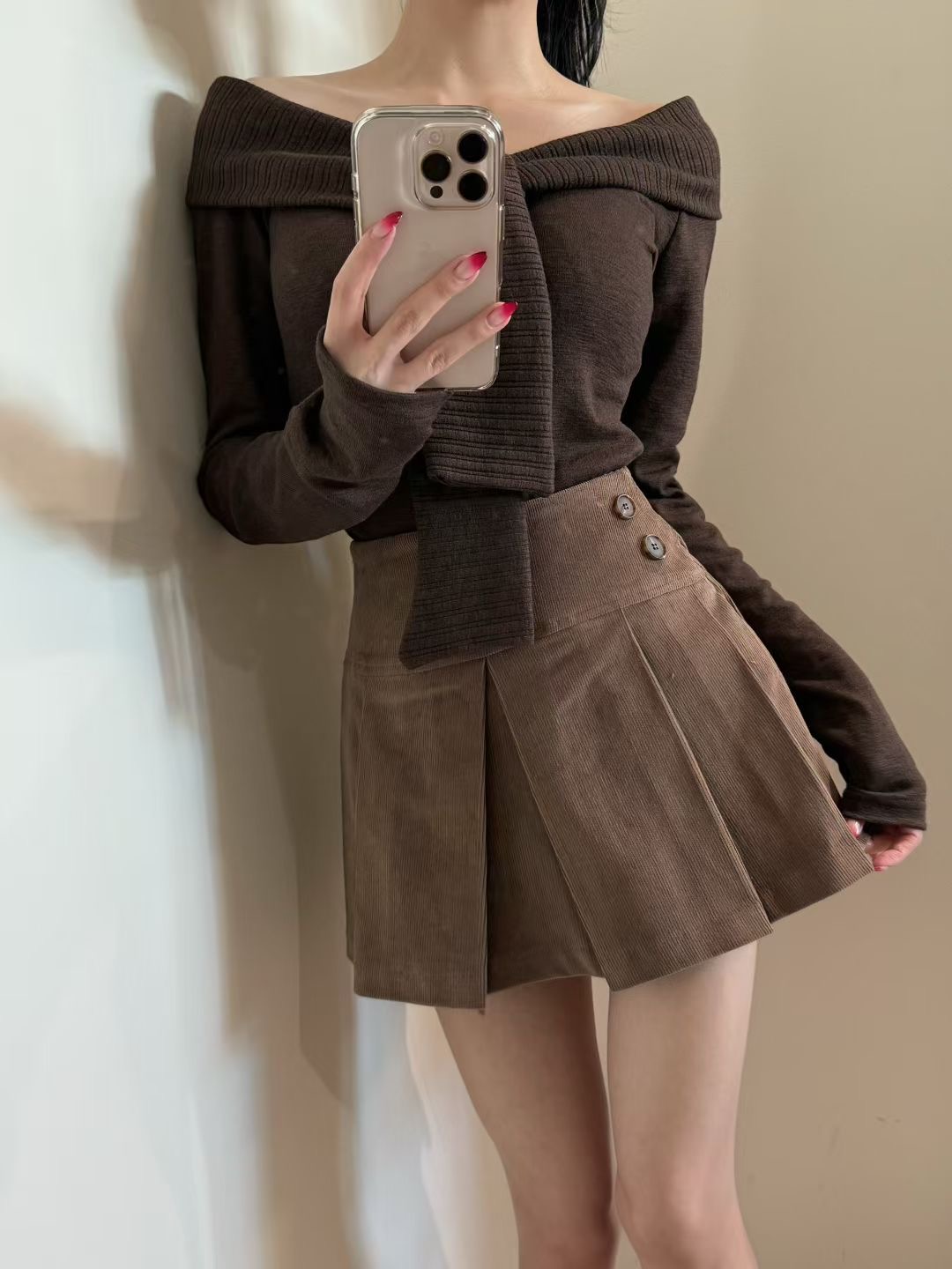 BOUND東大門㊣實拍女裝新款職業休閑時尚熱賣25秋冬短裙燈芯絨BOUND短裙圖色1