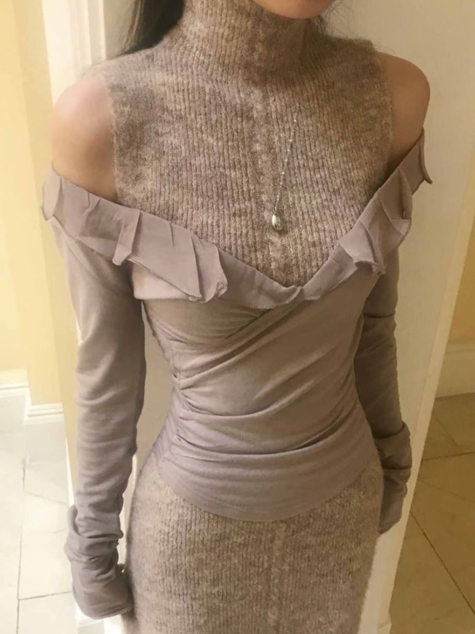 MEILLEUR東大門㊣代購女士新款推薦真品職業長袖T恤雪紡褶皺MEILLEUR長袖T恤圖色2