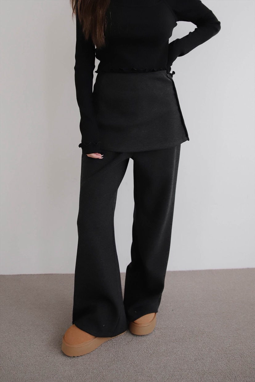 SLIT東大門㊣直郵女士新品推薦人氣職業熱賣25秋冬裙褲紐扣SLIT裙褲