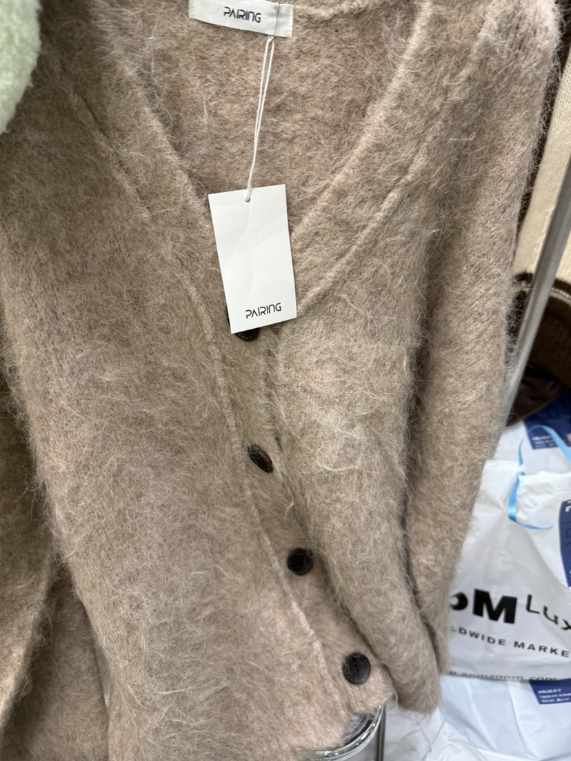 PAIRING韓國代購㊣女士新款職業25秋冬針織衫安哥拉羊毛開衫PAIRING針織衫