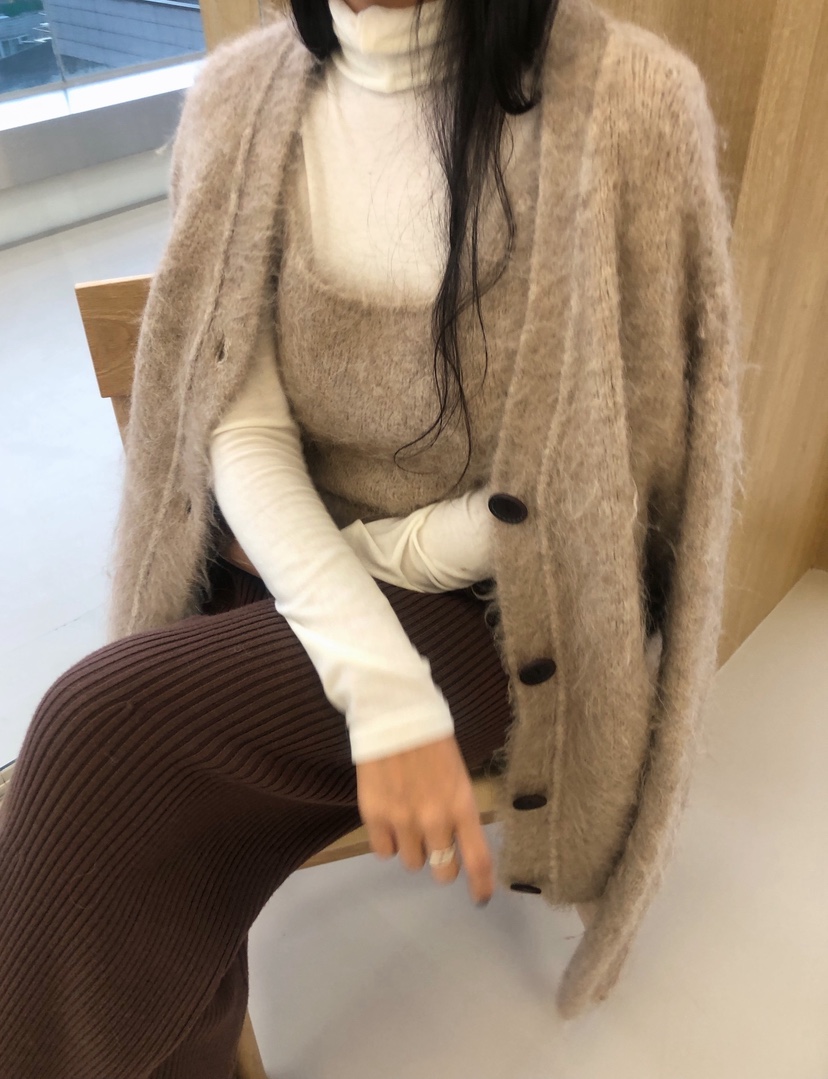 PAIRING韓國代購㊣女士新款職業25秋冬針織衫安哥拉羊毛開衫PAIRING針織衫