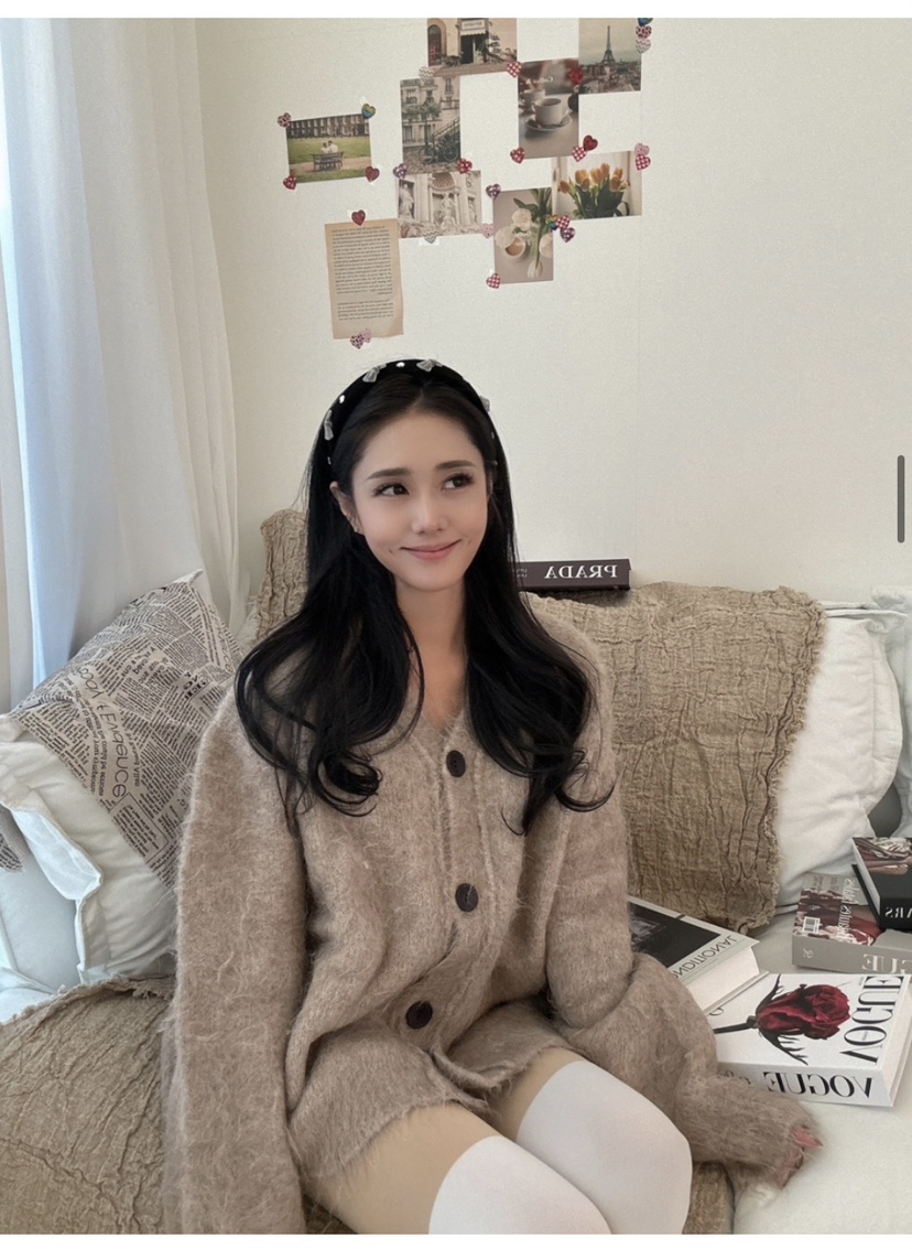 PAIRING韓國代購㊣女士新款職業25秋冬針織衫安哥拉羊毛開衫PAIRING針織衫