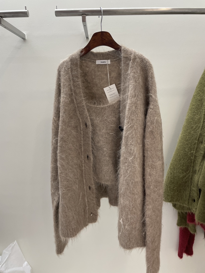 PAIRING韓國代購㊣女士新款職業25秋冬針織衫安哥拉羊毛開衫PAIRING針織衫