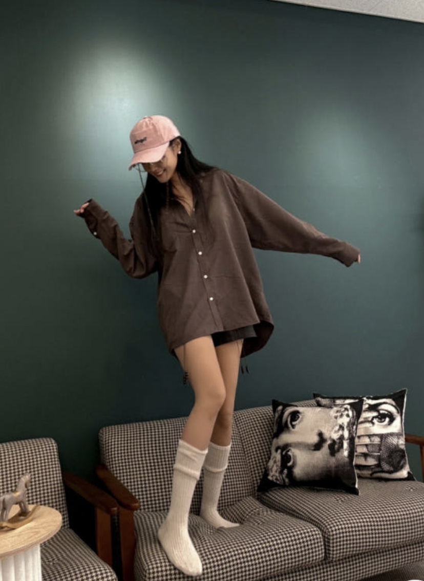 PAIRING東大門㊣直郵女裝新品推薦熱賣真品休閑襯衫蕾絲衫麂皮PAIRING襯衫/蕾絲衫