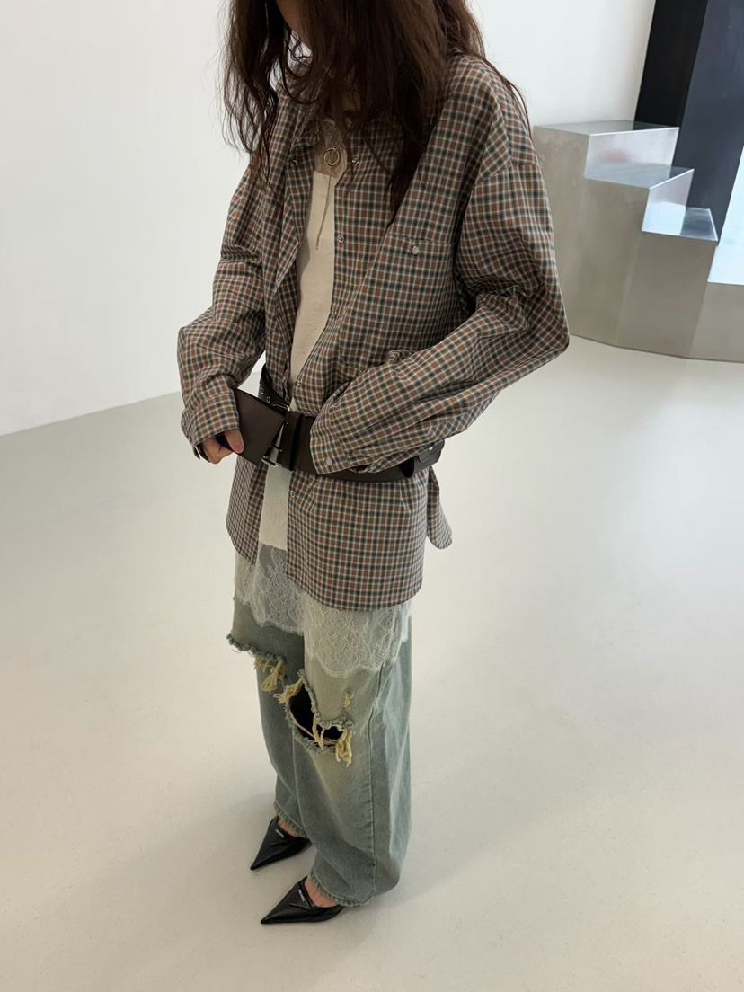 MINIMUZE韓國代購㊣女裝新品休閑人氣時尚推薦25秋冬襯衫蕾絲衫MINIMUZE襯衫/蕾絲衫