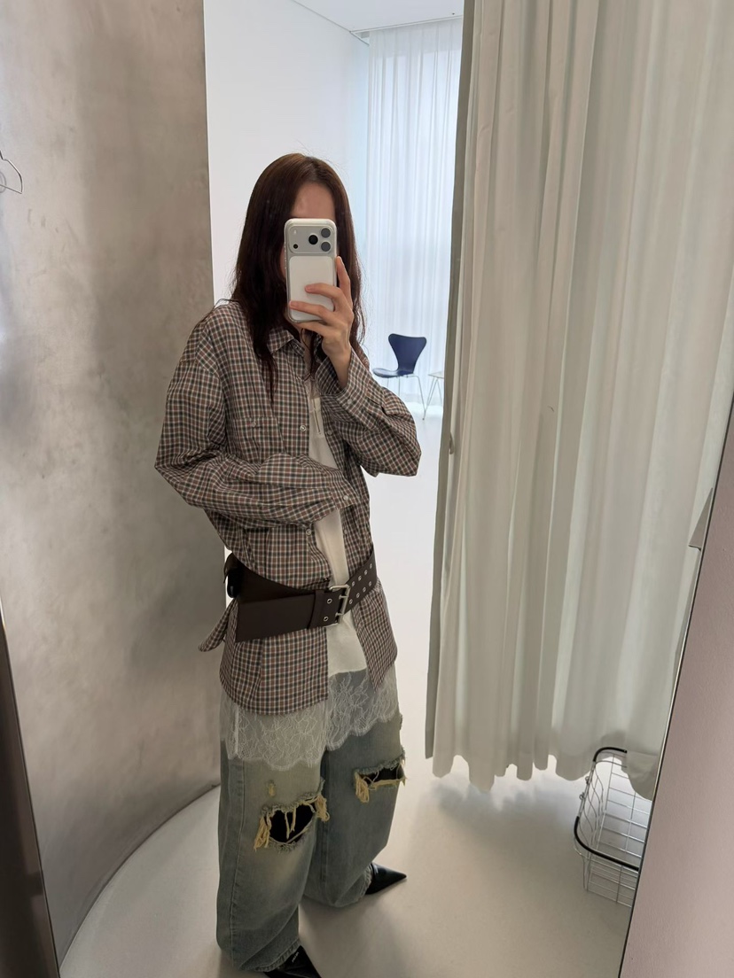 MINIMUZE韓國代購㊣女裝新品休閑人氣時尚推薦25秋冬襯衫蕾絲衫MINIMUZE襯衫/蕾絲衫