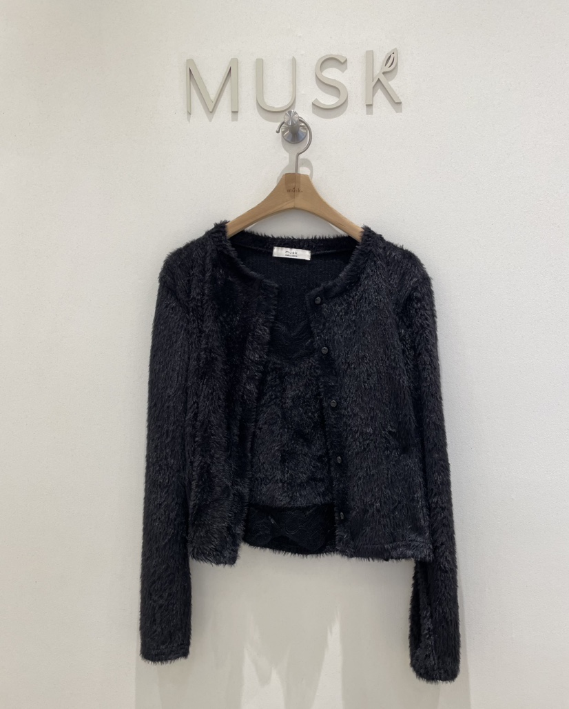 MUSK東大門㊣代購女裝新款熱賣休閑真品25秋冬針織衫貂皮開衫MUSK針織衫圖色2