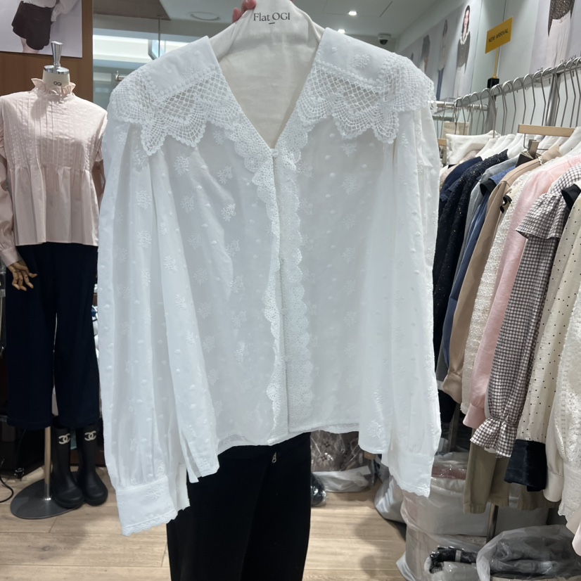 OGI東大門㊣直郵女裝新款時尚熱賣25秋冬推薦襯衫蕾絲衫春款FLat OGI襯衫/蕾絲衫圖色1