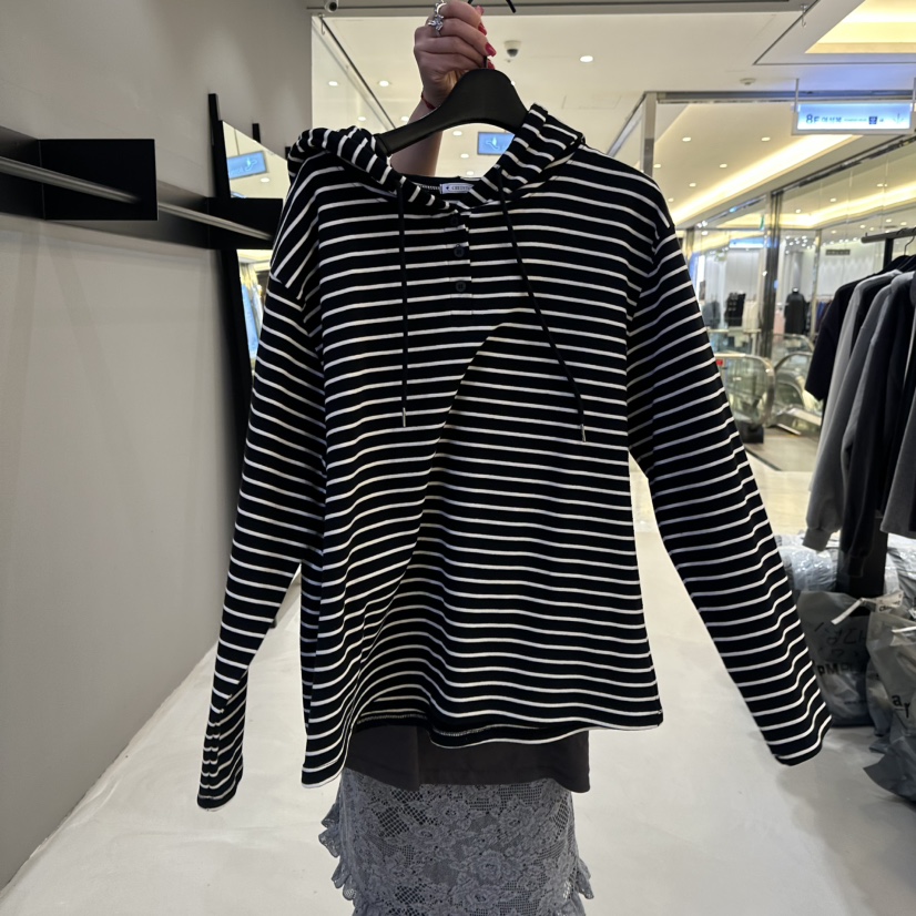 CREDITO東大門㊣實拍女裝新品休閑真品職業長袖T恤連帽衫春款CREDITO長袖T恤圖色2黑色